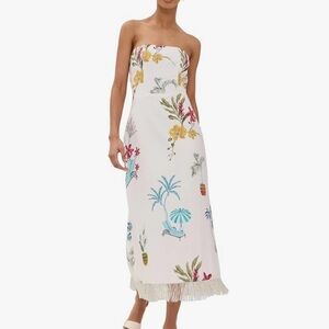 Tropical Print Strapless Dress